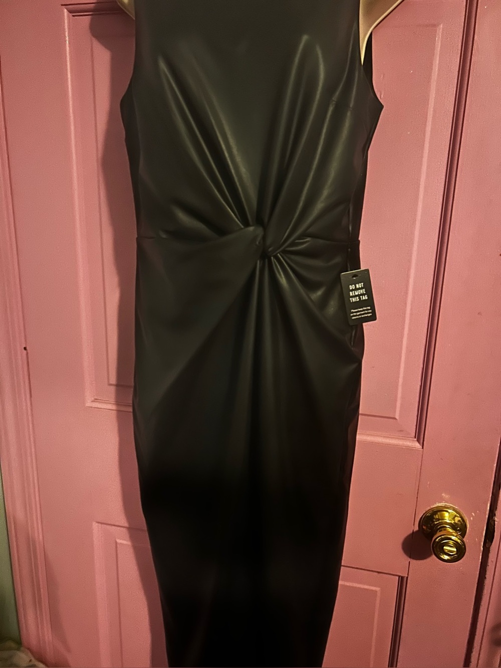 M) Express Black leather look Midi Dress with Front Twist, M) Tommy Bahama